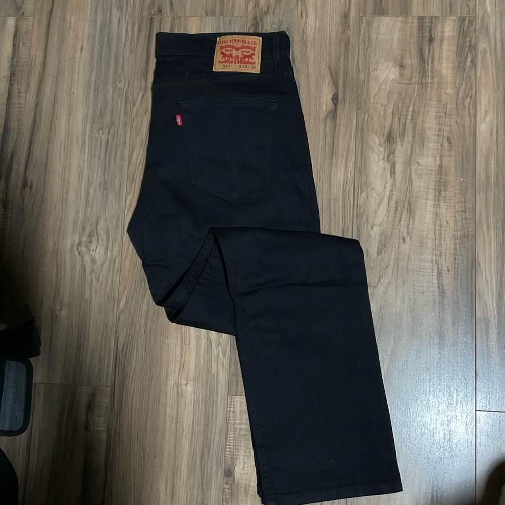 NEW Levis 514 Straight Fit Denim Black Jeans Mens Size 34X32